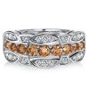 Champagne Sapphire Sterling Silver Half Eternity Multi-Row Band Ring