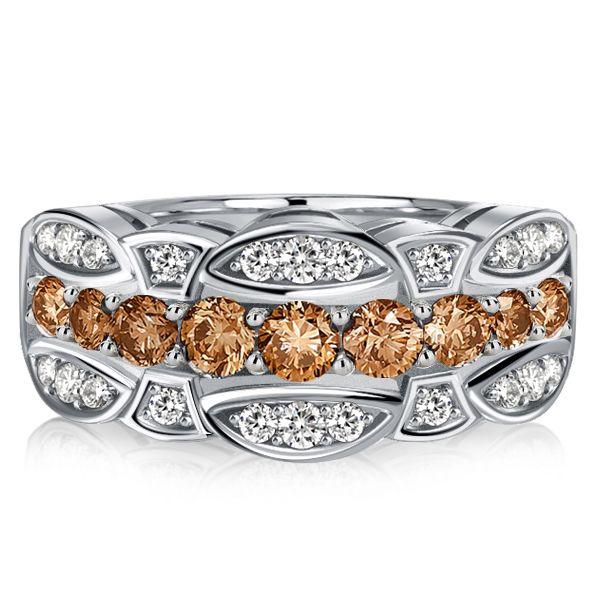 Champagne Sapphire Sterling Silver Half Eternity Multi-Row Band Ring