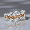 Champagne Sapphire Sterling Silver Half Eternity Multi-Row Band Ring