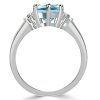 Pear Cut Aquamarine Engagement Ring in Rhodium Plated Sterling Silver