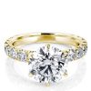 18K Gold Plated Sterling Silver Six Prong Round White Sapphire Engagement Ring
