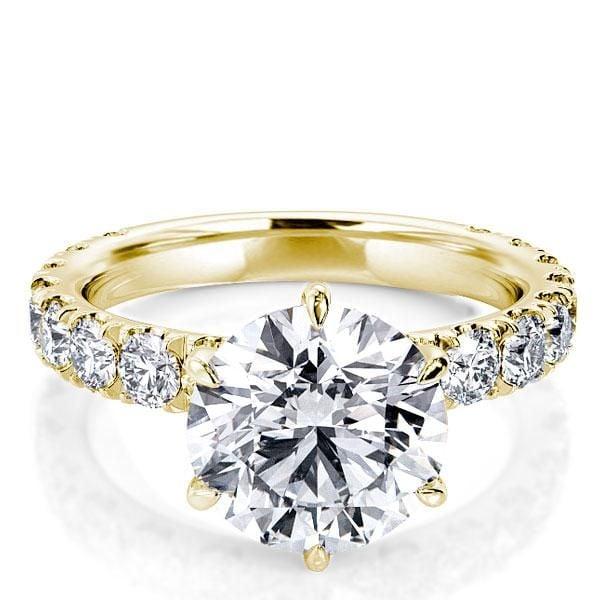 18K Gold Plated Sterling Silver Six Prong Round White Sapphire Engagement Ring