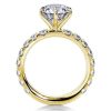 18K Gold Plated Sterling Silver Six Prong Round White Sapphire Engagement Ring