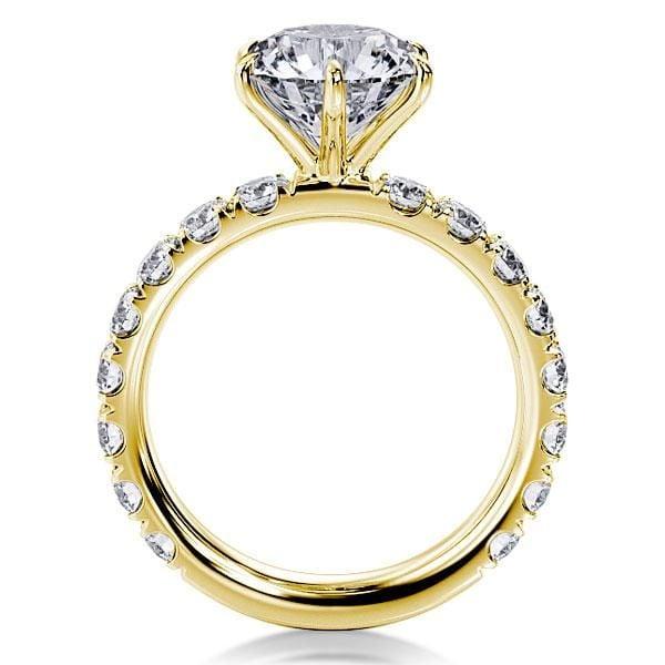 18K Gold Plated Sterling Silver Six Prong Round White Sapphire Engagement Ring
