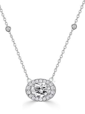 Sterling Silver Halo Round Cut Pendant Necklace (1.17 CT. TW)