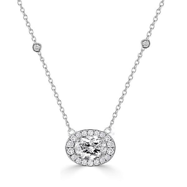 Sterling Silver Halo Round Cut Pendant Necklace (1.17 CT. TW)