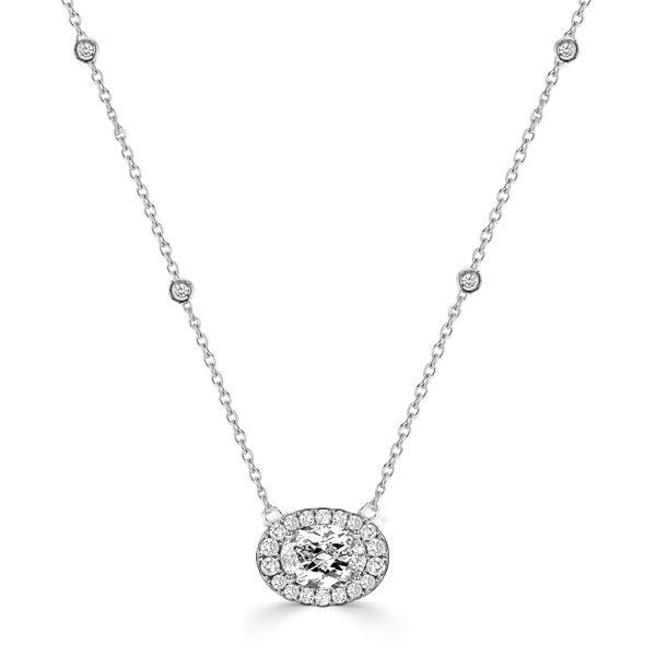 Sterling Silver Halo Round Cut Pendant Necklace (1.17 CT. TW)