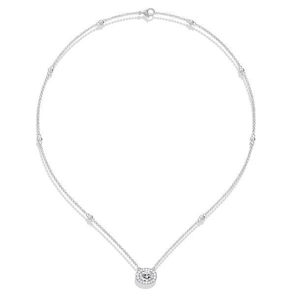 Sterling Silver Halo Round Cut Pendant Necklace (1.17 CT. TW)