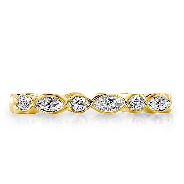 Golden Round & Marquise White Sapphire Wedding Band - 18K Gold Plated Sterling Silver