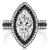 Black Marquise White Sapphire Engagement Ring in 925 Sterling Silver