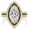 Black Marquise White Sapphire Engagement Ring in 925 Sterling Silver