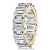 Emerald & White Sapphire Eternity Band - 18K Gold Plated Sterling Silver Anniversary Wedding Ring