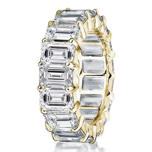 Emerald & White Sapphire Eternity Band - 18K Gold Plated Sterling Silver Anniversary Wedding Ring