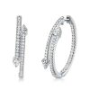 Pear Cut Sterling Silver Hoop Earrings - 925 Silver, Hinged Closure