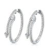 Pear Cut Sterling Silver Hoop Earrings - 925 Silver, Hinged Closure