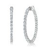White Sapphire Hoop Earrings - Sterling Silver Baguette & Round Cut