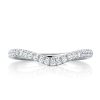 Curved Sterling Silver Half Eternity Wedding Band with Created White Sapphires