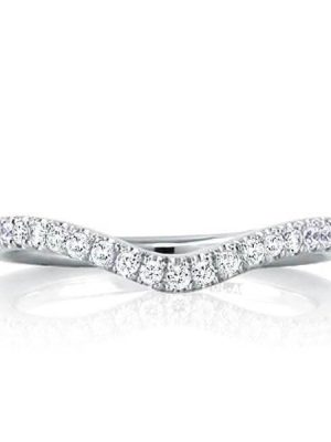 Curved Sterling Silver Half Eternity Wedding Band with Created White Sapphires