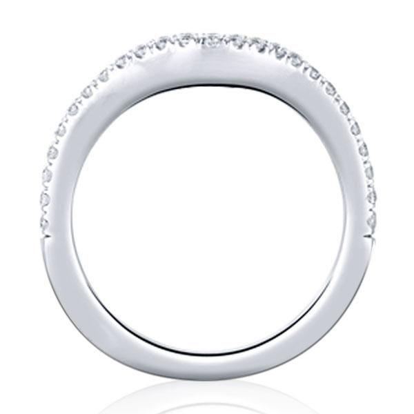 Curved Sterling Silver Half Eternity Wedding Band with Created White Sapphires