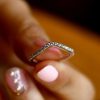 Curved Sterling Silver Half Eternity Wedding Band with Created White Sapphires
