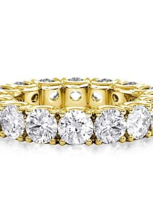 18K Gold Plated Sterling Silver Pave Eternity Wedding Band for Women