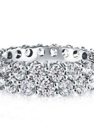 Sterling Silver Double Row White Sapphire Wedding Band - Matching Set Available
