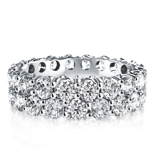 Sterling Silver Double Row White Sapphire Wedding Band - Matching Set Available