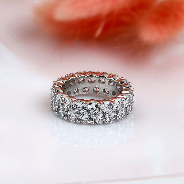 Sterling Silver Double Row White Sapphire Wedding Band - Matching Set Available