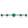 Emerald Green Brooch - Vintage Round Cut Sterling Silver Plated Pin