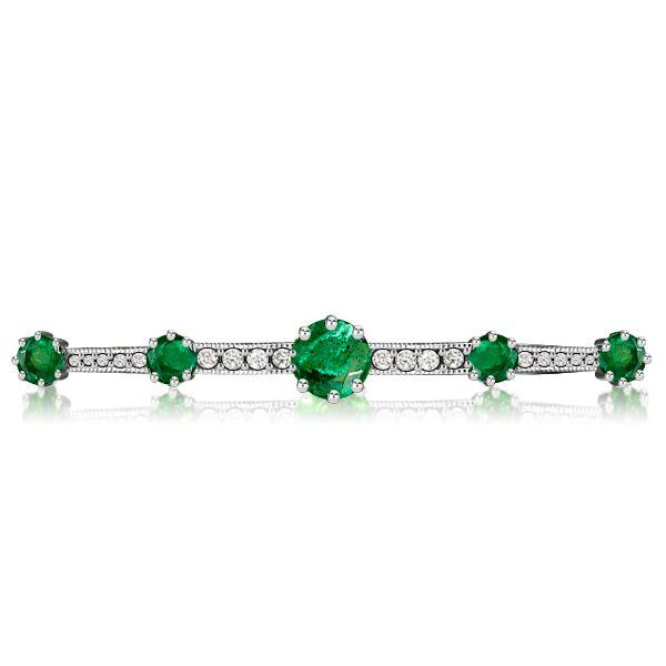 Emerald Green Brooch - Vintage Round Cut Sterling Silver Plated Pin
