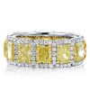 Cushion Cut Yellow Gold Plated Wedding Band for Women - Sterling Silver