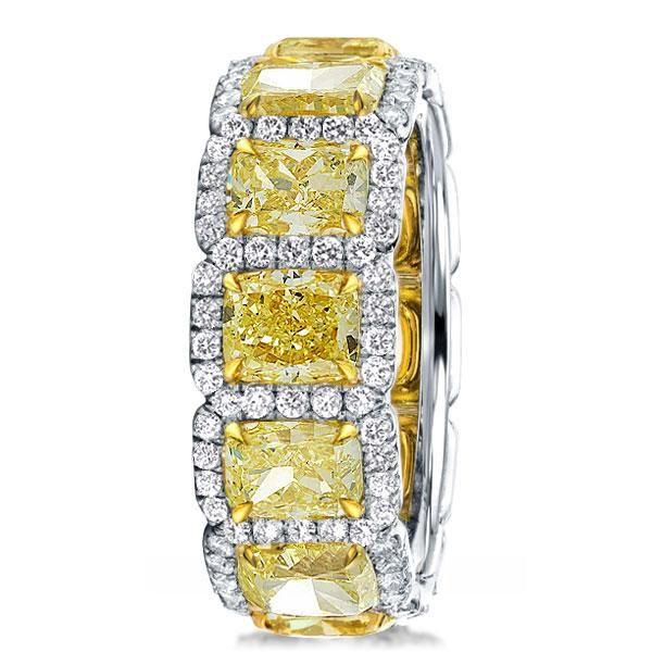 Cushion Cut Yellow Gold Plated Wedding Band for Women - Sterling Silver