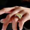 Cushion Cut Yellow Gold Plated Wedding Band for Women - Sterling Silver