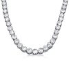 Classic Round Cut Tennis Necklace in Rhodium-Plated Sterling Silver