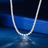 Classic Round Cut Tennis Necklace in Rhodium-Plated Sterling Silver