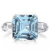 Aquamarine Engagement Ring for Women - 925 Sterling Silver, 9.52 CT Center Stone
