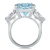 Aquamarine Engagement Ring for Women - 925 Sterling Silver, 9.52 CT Center Stone