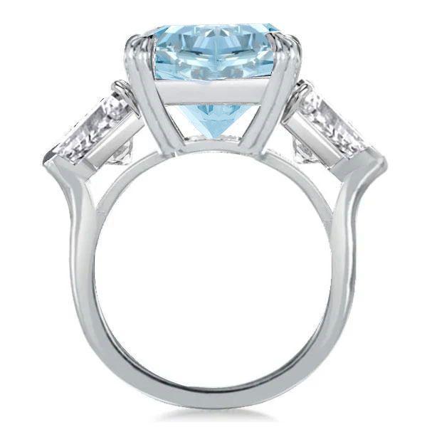 Aquamarine Engagement Ring for Women - 925 Sterling Silver, 9.52 CT Center Stone