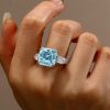 Aquamarine Engagement Ring for Women - 925 Sterling Silver, 9.52 CT Center Stone