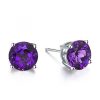 Classic Created Amethyst Stud Earrings in Sterling Silver