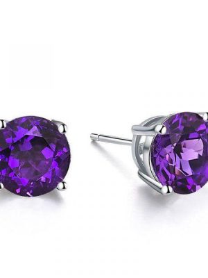 Classic Created Amethyst Stud Earrings in Sterling Silver