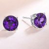 Classic Created Amethyst Stud Earrings in Sterling Silver