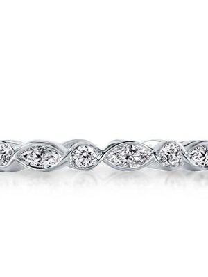 Scalloped Eternity Wedding Band - Created White Sapphire, Sterling Silver