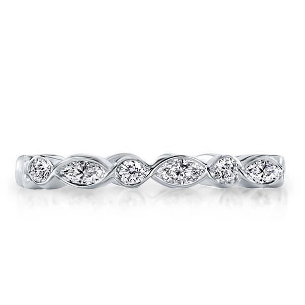 Scalloped Eternity Wedding Band - Created White Sapphire, Sterling Silver