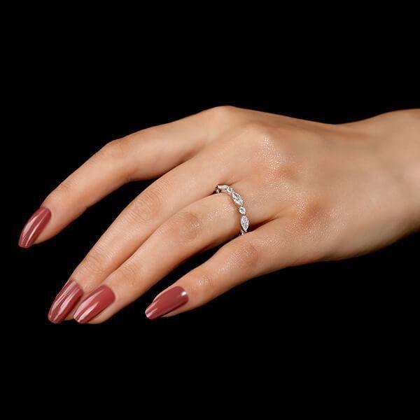 Scalloped Eternity Wedding Band - Created White Sapphire, Sterling Silver