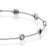 Bezel-Set White and Blue Sapphire Tennis Bracelet in Rhodium-Plated Sterling Silver