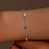 Bezel-Set White and Blue Sapphire Tennis Bracelet in Rhodium-Plated Sterling Silver