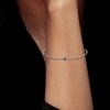 Bezel-Set White and Blue Sapphire Tennis Bracelet in Rhodium-Plated Sterling Silver