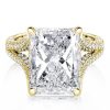 Radiant Cut Split Shank Engagement Ring - 18K Gold Plated Sterling Silver