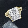 Radiant Cut Split Shank Engagement Ring - 18K Gold Plated Sterling Silver